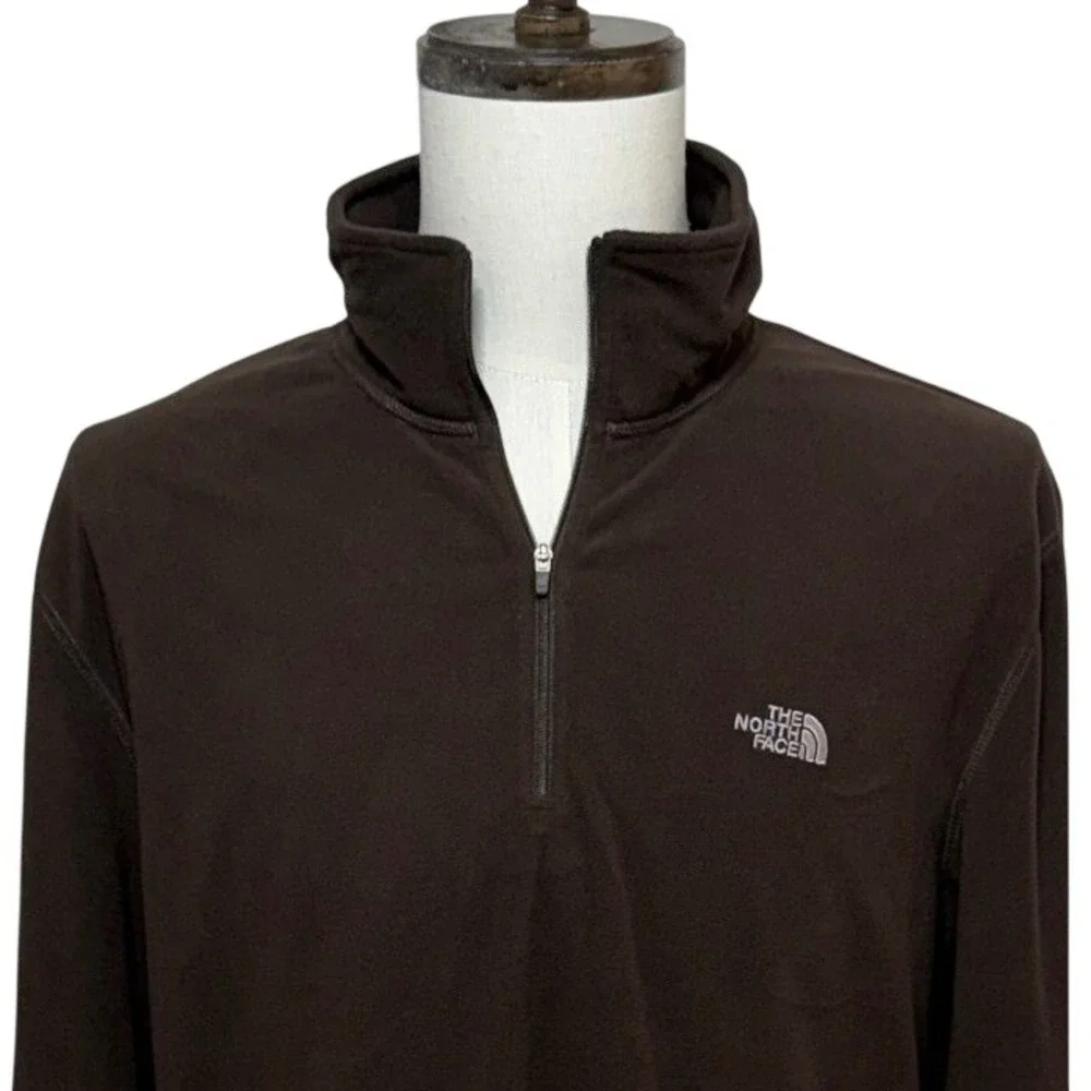 The North Face 1/4 Zip Pullover Mens XL Brown TKA 100 Fleece Long Sleeve Sweater